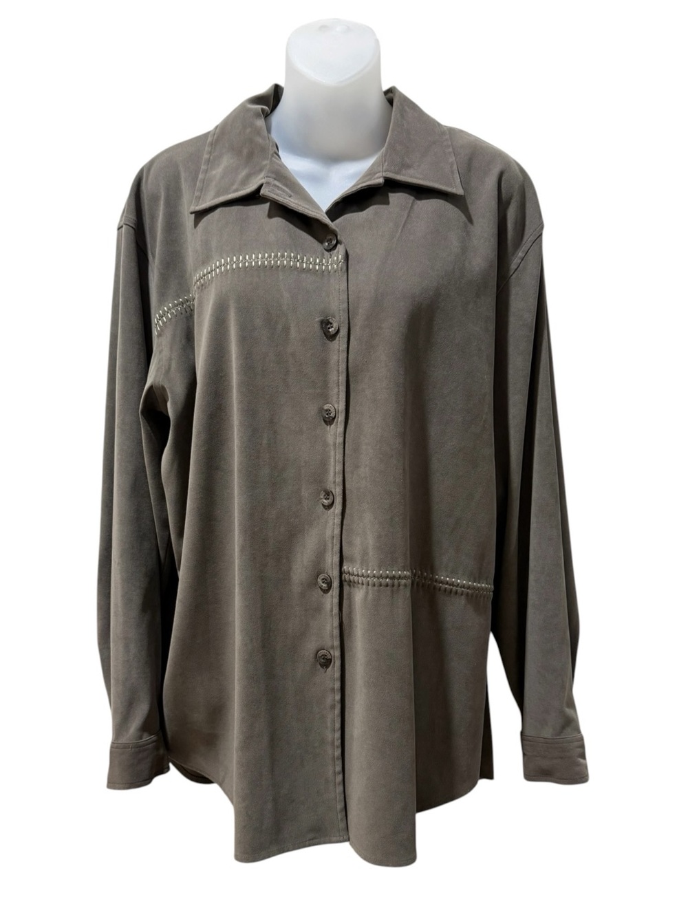 MONTEREY By KORET Women Long Sleeve Button Down Shirt Button Cuff Green SZ 14